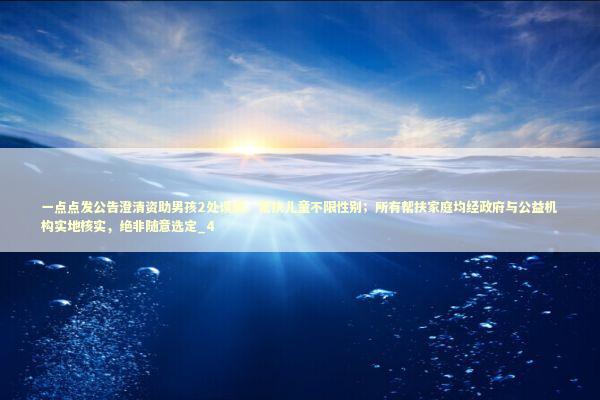 一点点发公告澄清资助男孩2处误解：帮扶儿童不限性别；所有帮扶家庭均经政府与公益机构实地核实，绝非随意选定_4 新闻